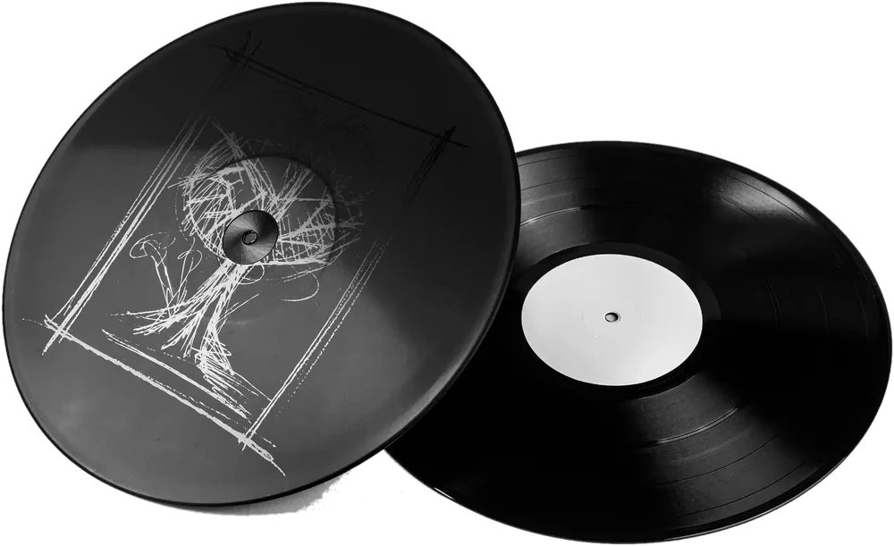 Vinyle noir avec gravure décorative personnalisée